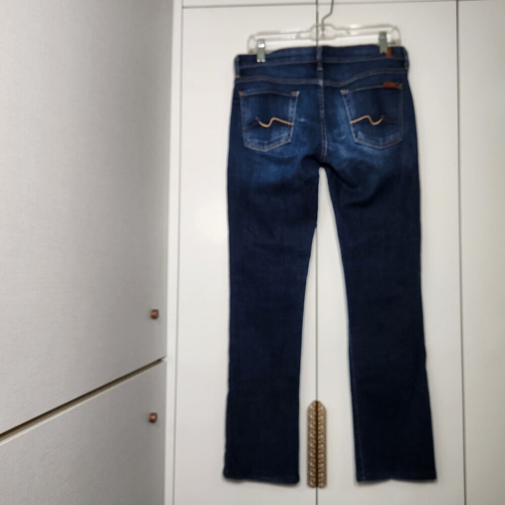 7 For All Mankind Straight Leg Dark Blue Wash Jeans Women's Size 29 - Picture 2 of 7